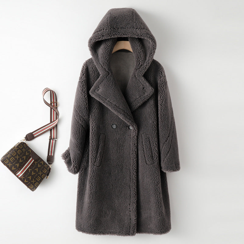 Women’s Teddy Coat with Hood, Mid-Length