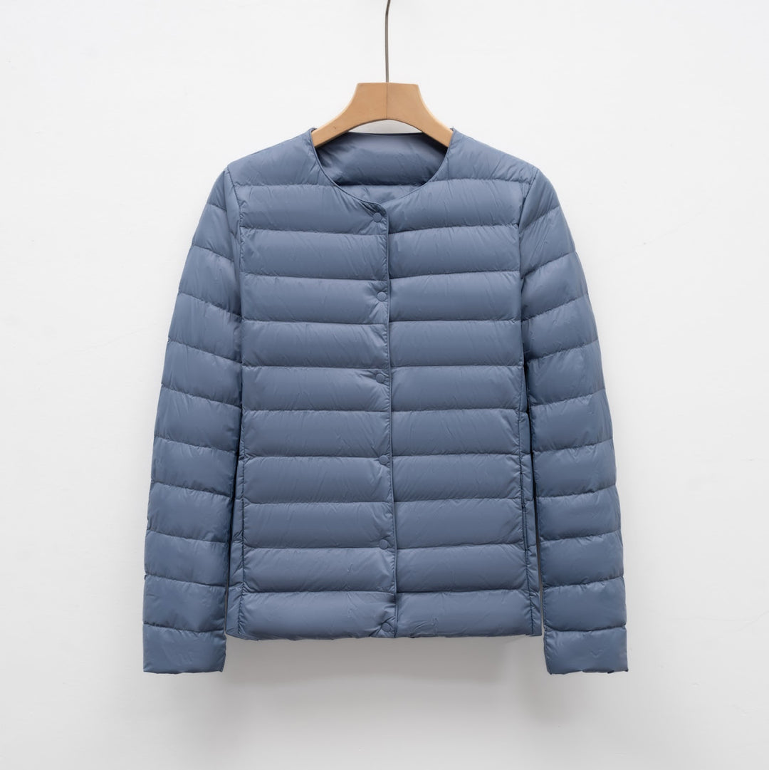 Light women's padded jacket with round neck