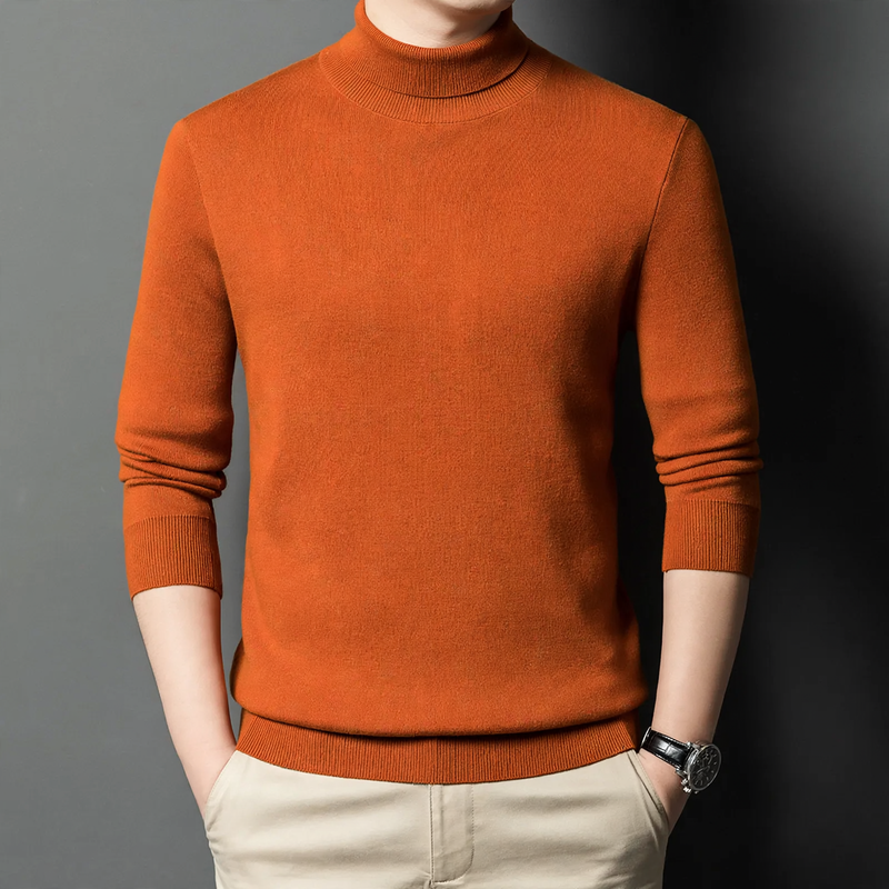 Men's wool sweater, standing collar, warm