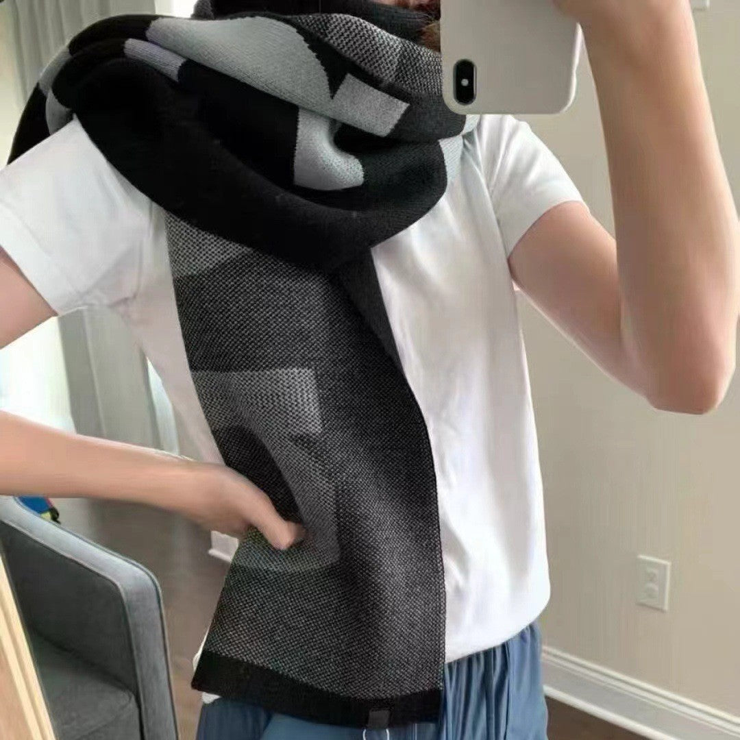 Reversible merino wool scarf, 200x26 cm