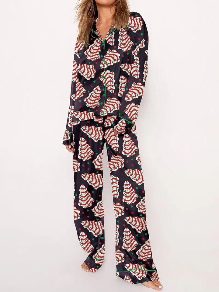 Women's Christmas-themed Pajamas, Long Sleeve, Set