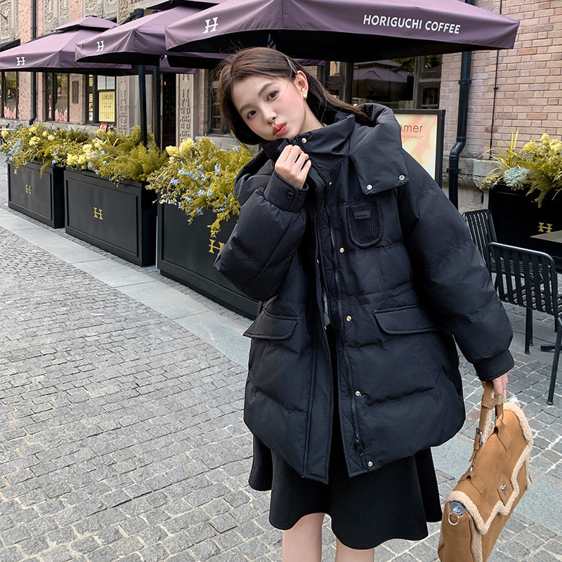 Women's down jacket with hood, plus size