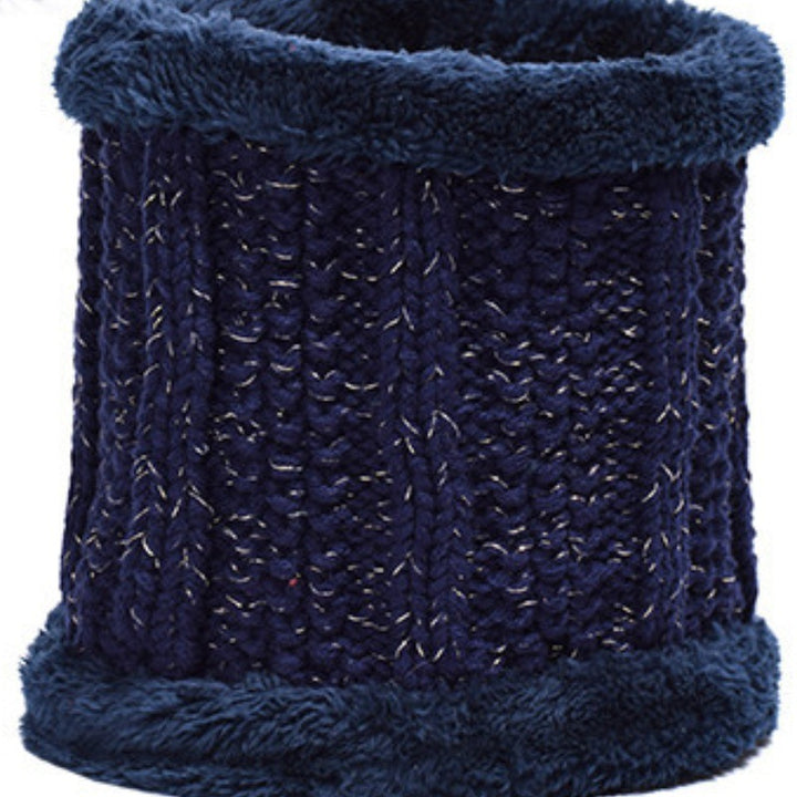 Knitted hat and scarf set, lined, for autumn and winter