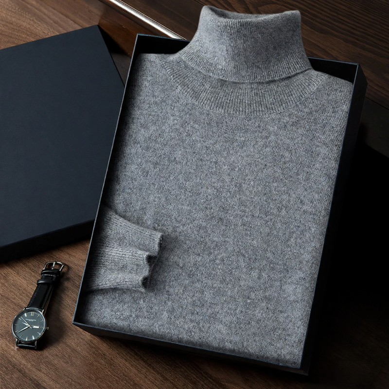 Men's turtleneck sweater made of cashmere, simple and elegant
