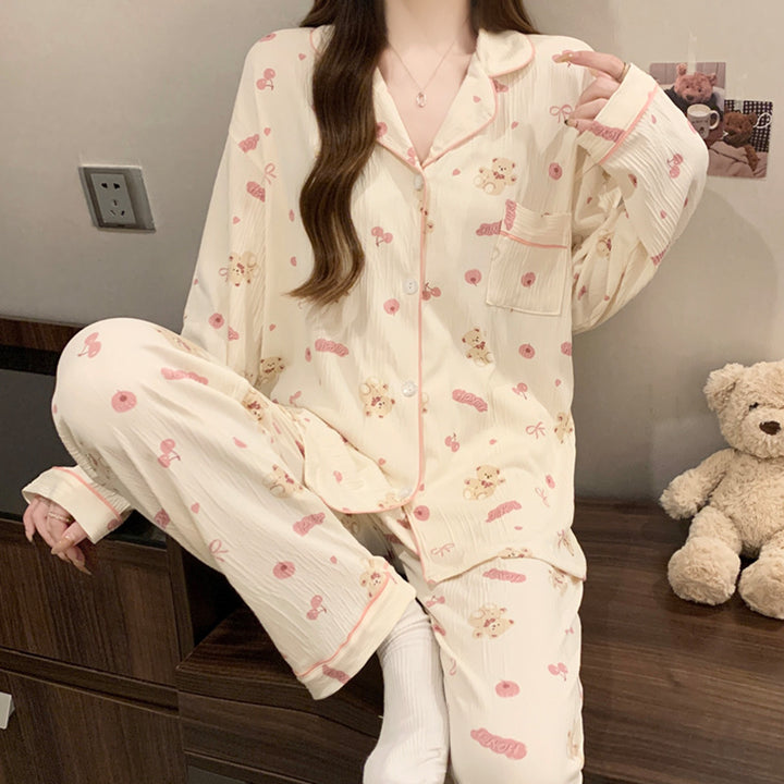 Women’s Pajama Set, long-sleeve, with bow detail