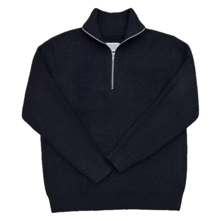 Unisex knitted sweater with zipper and stand-up collar