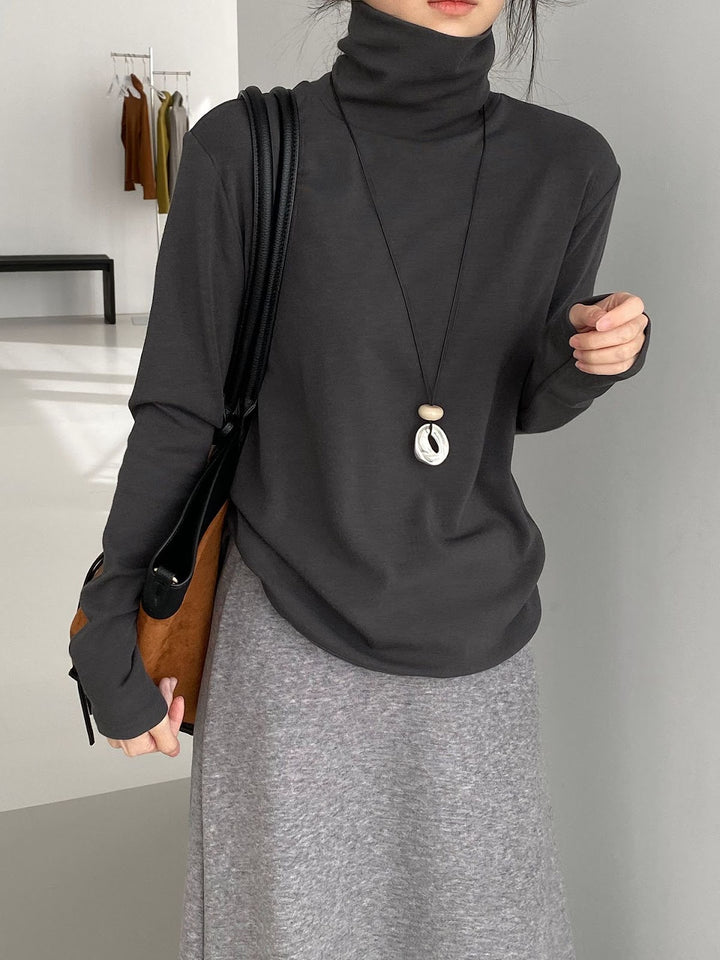 Women's knitted sweater with stand-up collar, soft