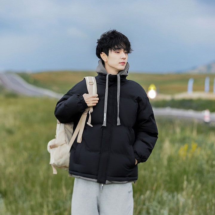 Men's padded jacket with hood, loose fit
