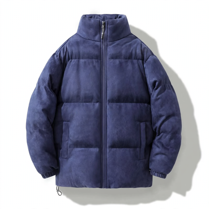Padded men's winter jacket in suede look