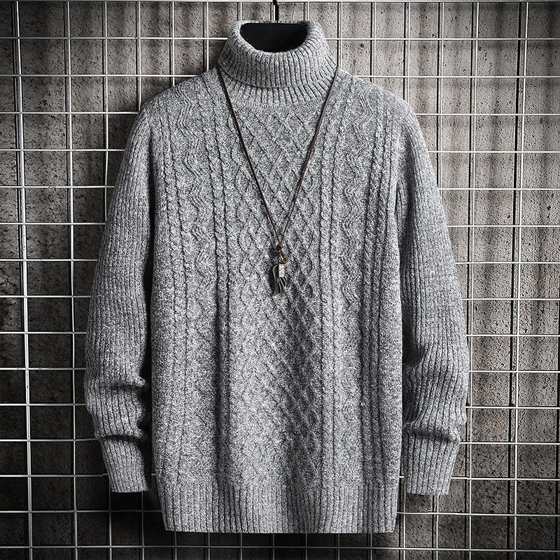 Men's sweater, turtleneck, diamond pattern, slim