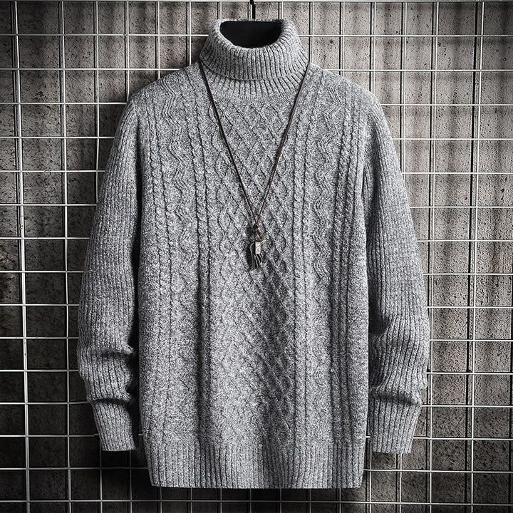 Men's sweater, turtleneck, diamond pattern, slim