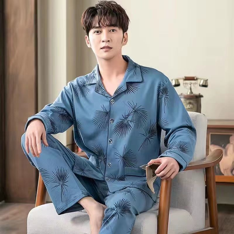 Men's Pajama Set, 100% Cotton, long-sleeved, buttoned
