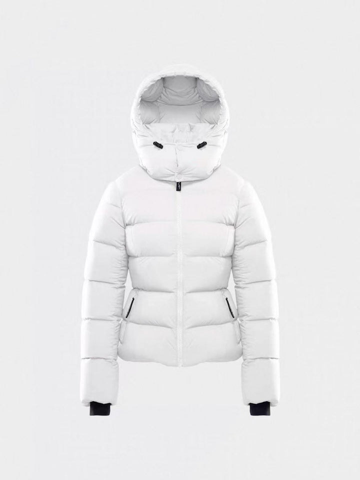 Women’s down jacket with hood and white goose down filling