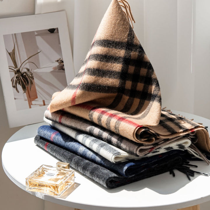 Checked wool scarf, 100% wool