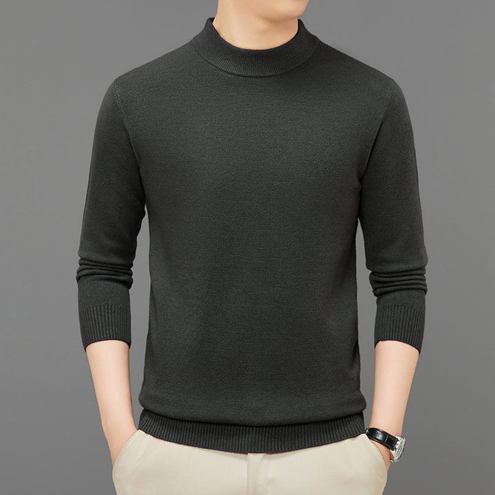 Men's knitted pullover, stand-up collar, breathable