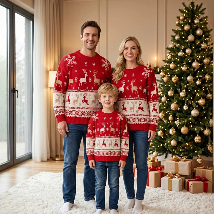 Christmas knit sweater, round neck, for the whole family