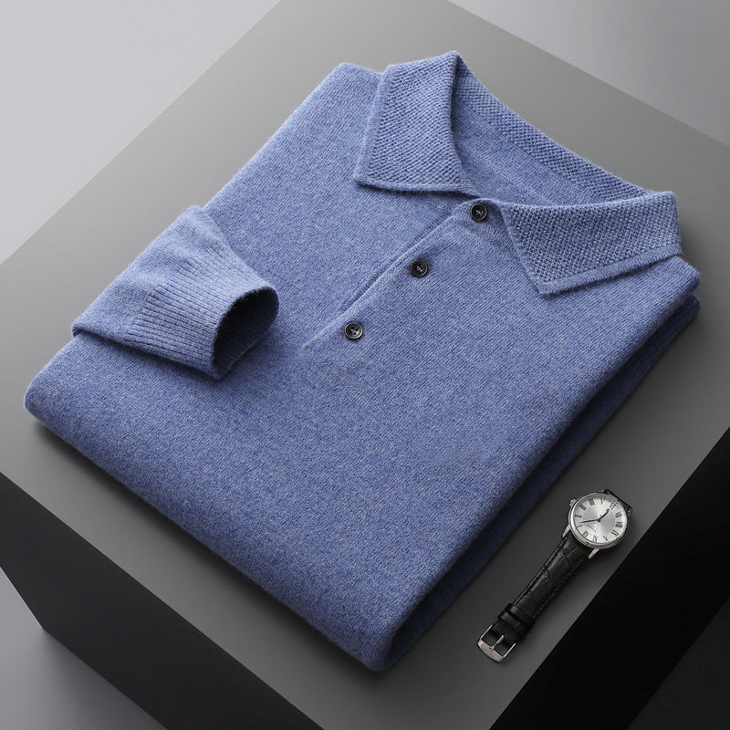 Men's Sweater, Polo Collar, Wool Cashmere, Business
