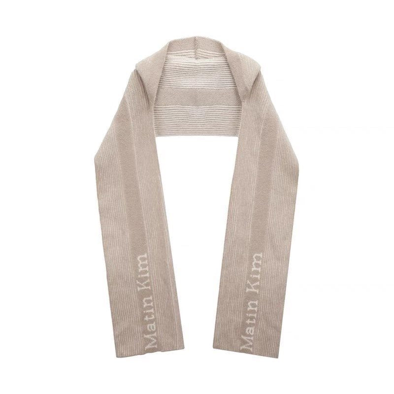 Alpaca wool scarf with hood, striped