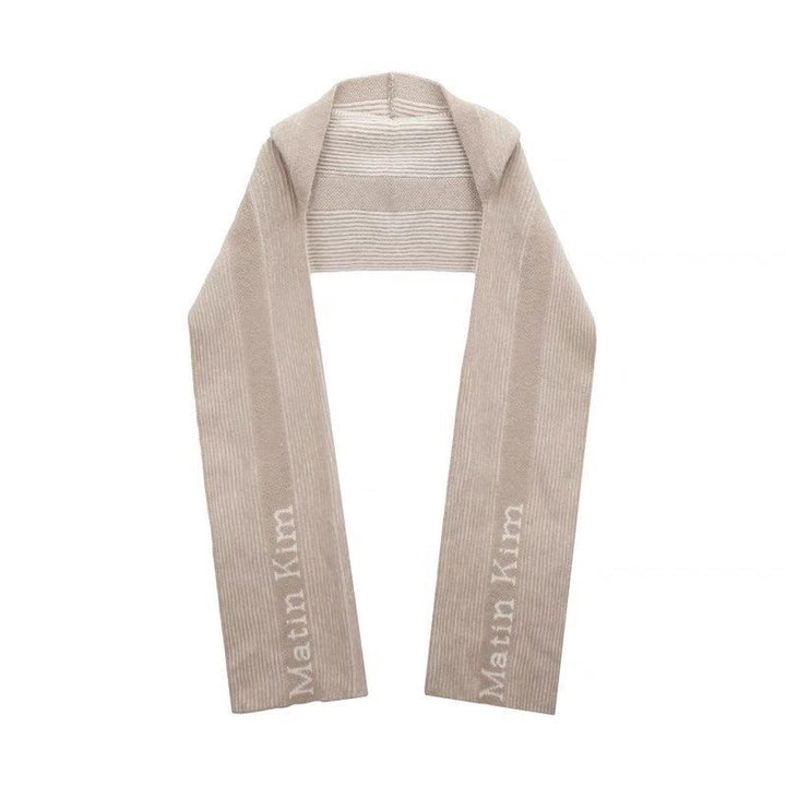 Alpaca wool scarf with hood, striped
