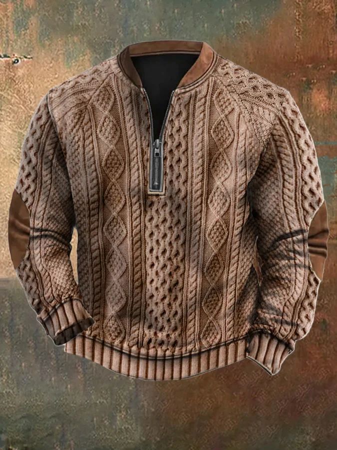 Men's sweatshirt with zipper and 3D print