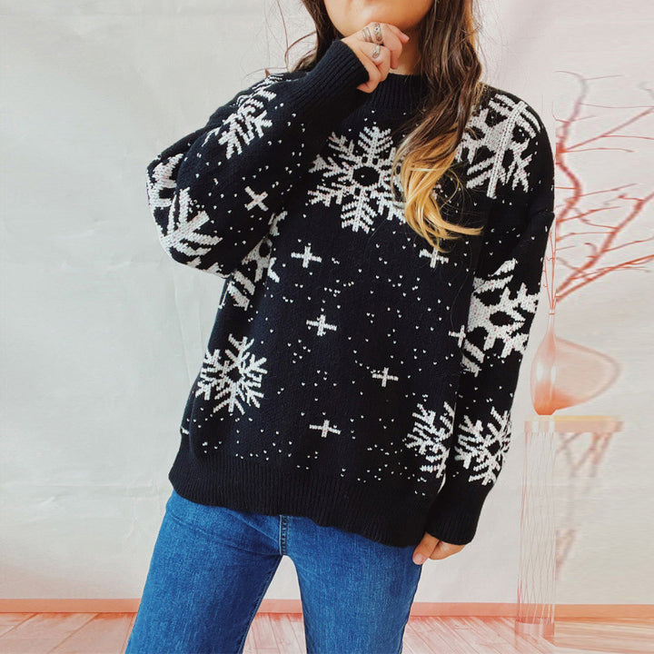 Women's knit sweater with 3D Christmas design