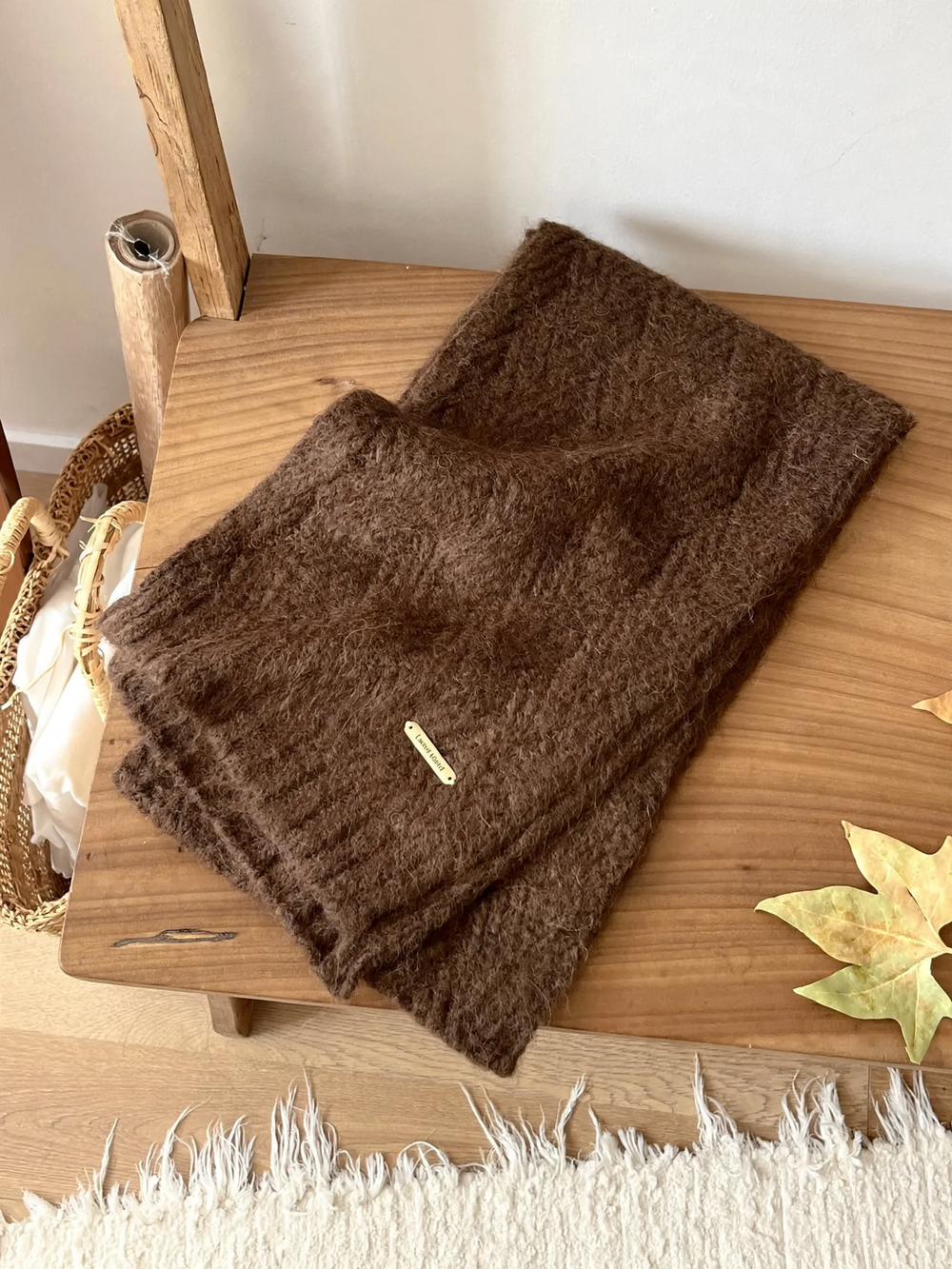 Warm scarf in various shades of brown