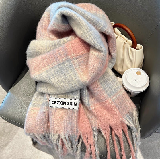 Checked wool scarf for women and men