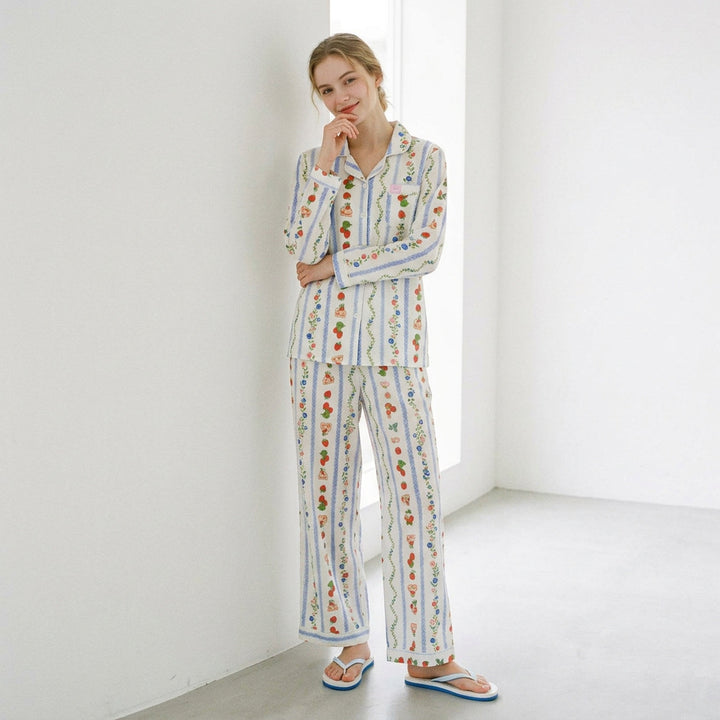 Women's Pajama Set, Cotton, with Light Fleece Lining