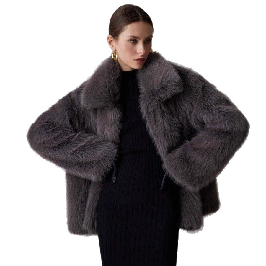 Elegant women's faux fur jacket in solid colors
