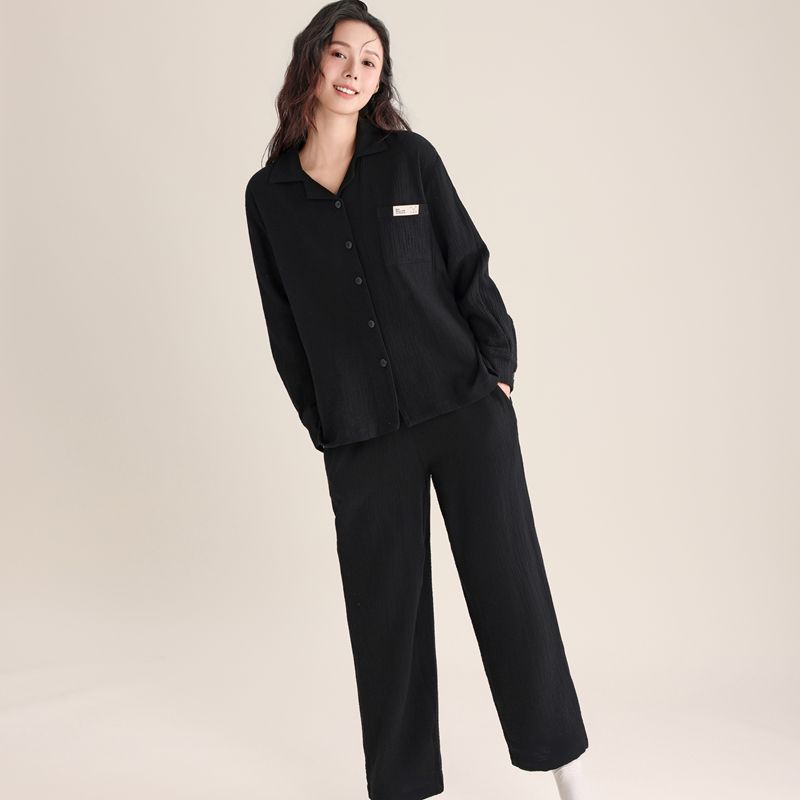 Cotton pajama set, round neck, for couples