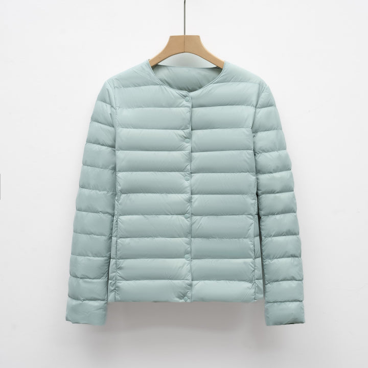 Light women's padded jacket with round neck