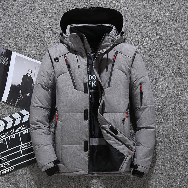 Warm men's down jacket, fitted