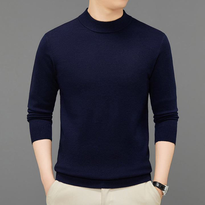 Men's knitted sweater with stand-up collar