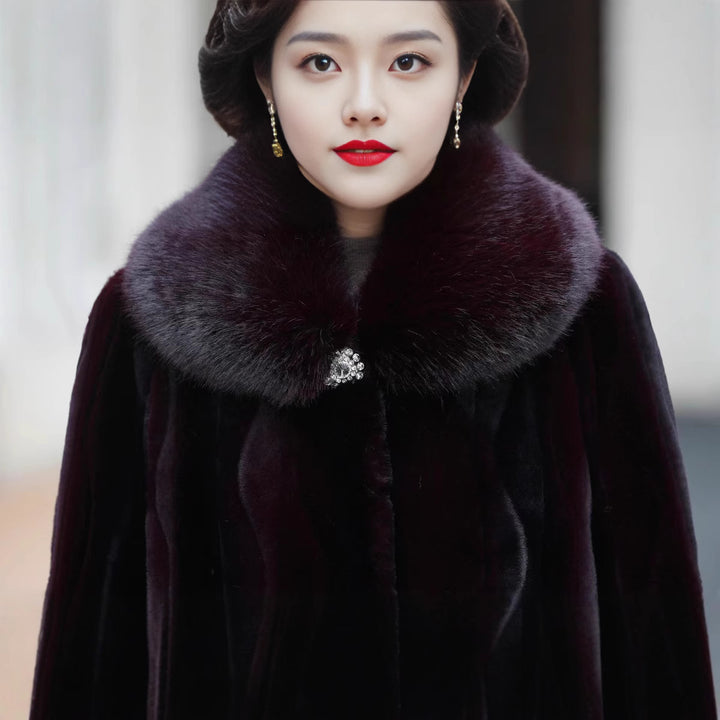 Eleganter Coat in Mink Fur Look