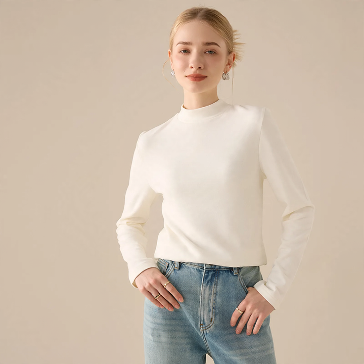 Women’s Long Sleeve Undershirt, Lined, Round Neck