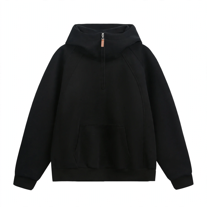 Unisex hoodie with zipper and stand-up collar