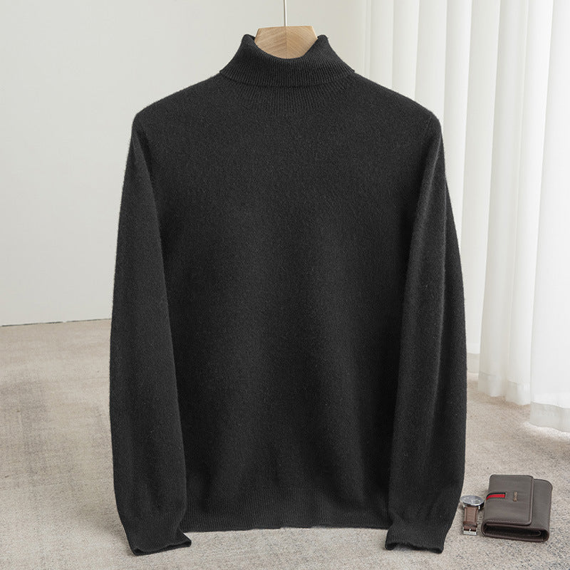 Men's turtleneck sweater made of 100% wool, seamless