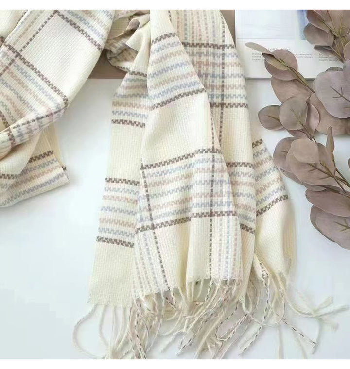 Checked winter scarf in college style