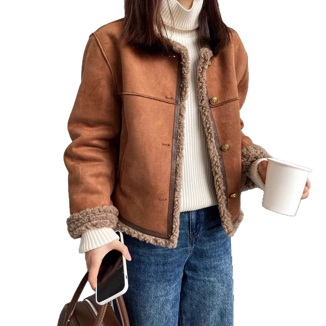 Ladies' winter jacket, plush appearance, lined, casual style