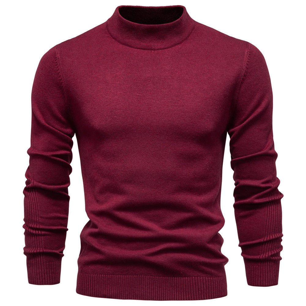 Men's turtleneck sweater, solid color, casual