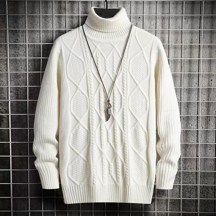 Men's sweater, turtleneck, diamond pattern, slim