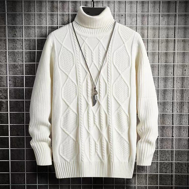 Men's sweater, turtleneck, diamond pattern, slim