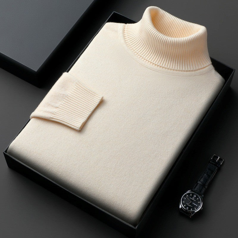 Men's turtleneck sweater, solid color, thick and loose