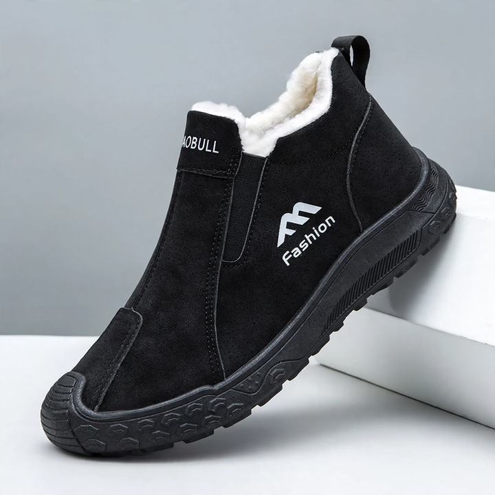 Padded men's winter boots, non-slip, mid-height shaft