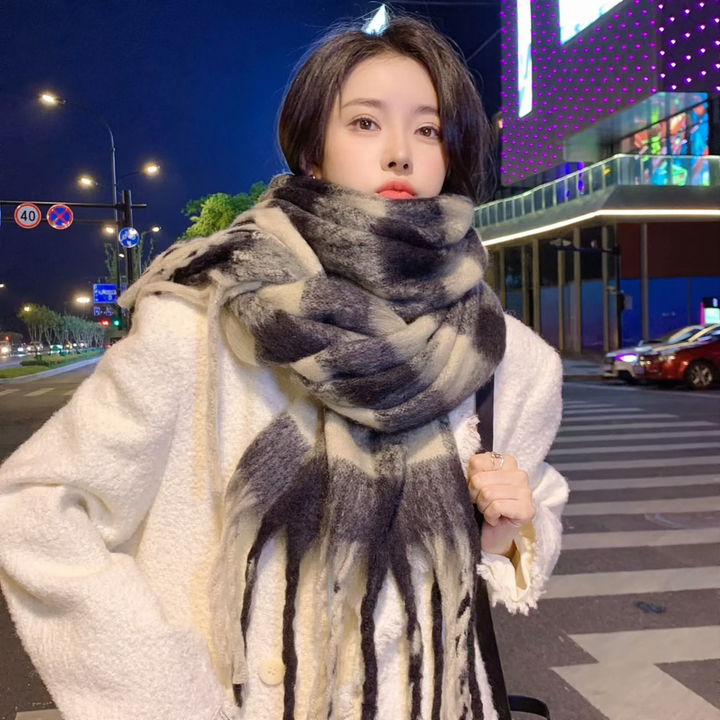 Checked scarf, 200 cm, soft and warm