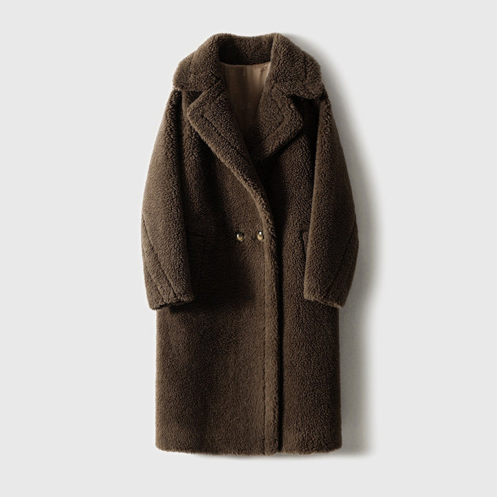 High-quality women's coat made of virgin wool and camel hair