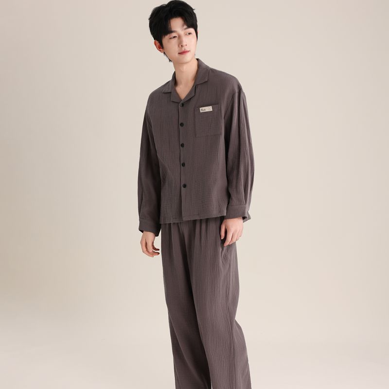 Cotton pajama set, round neck, for couples