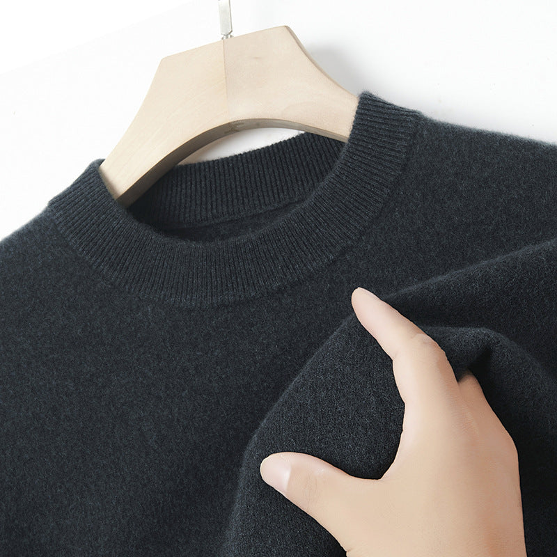 Men's cashmere sweater, solid color, warming