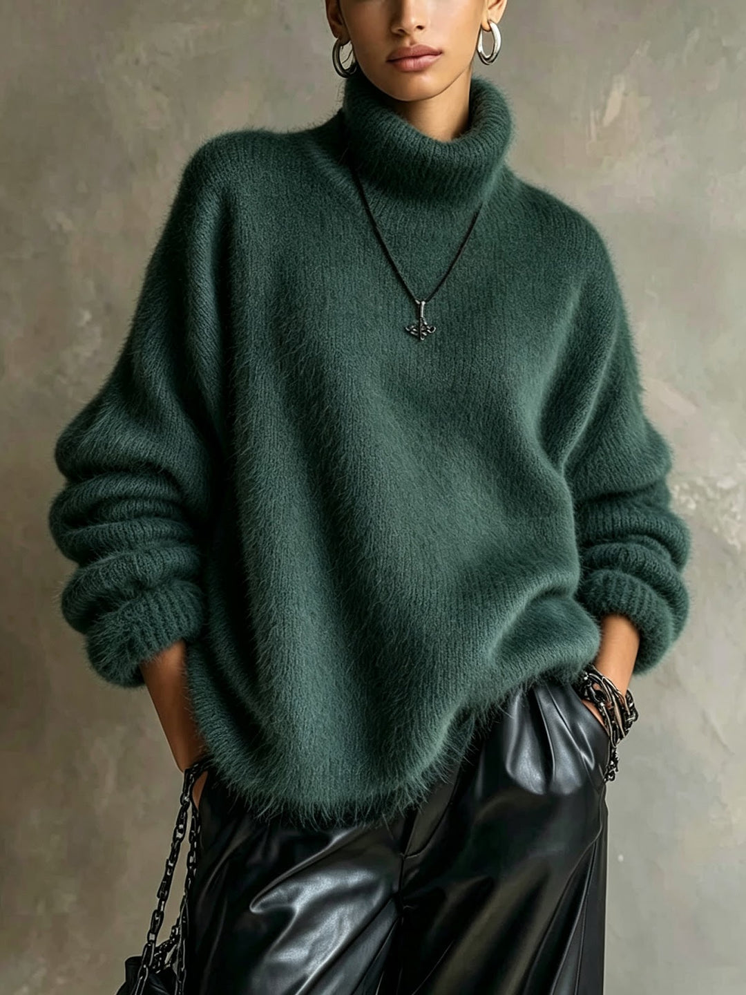 Fluffy turtleneck sweater
