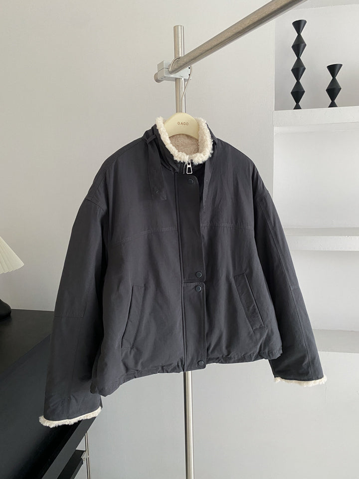 Women's parka with lamb fleece lining